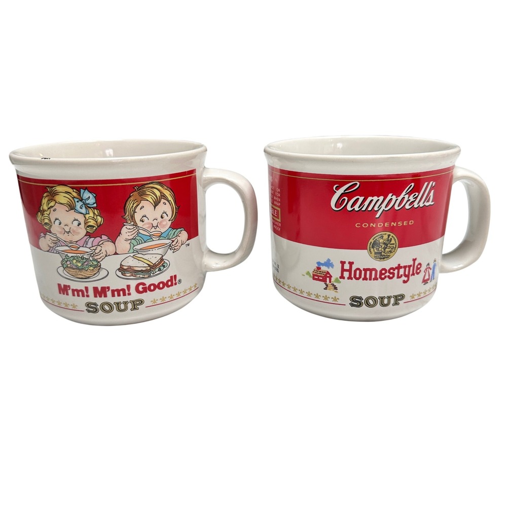Vintage Campbell's Soup Mugs Bowls M'm M'm Good 1989 Westwood Set Of 2